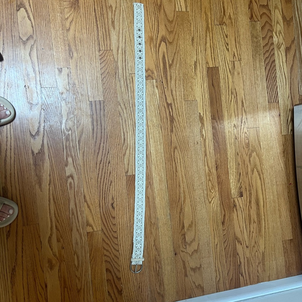 White Lace Belt with Silver Buckle